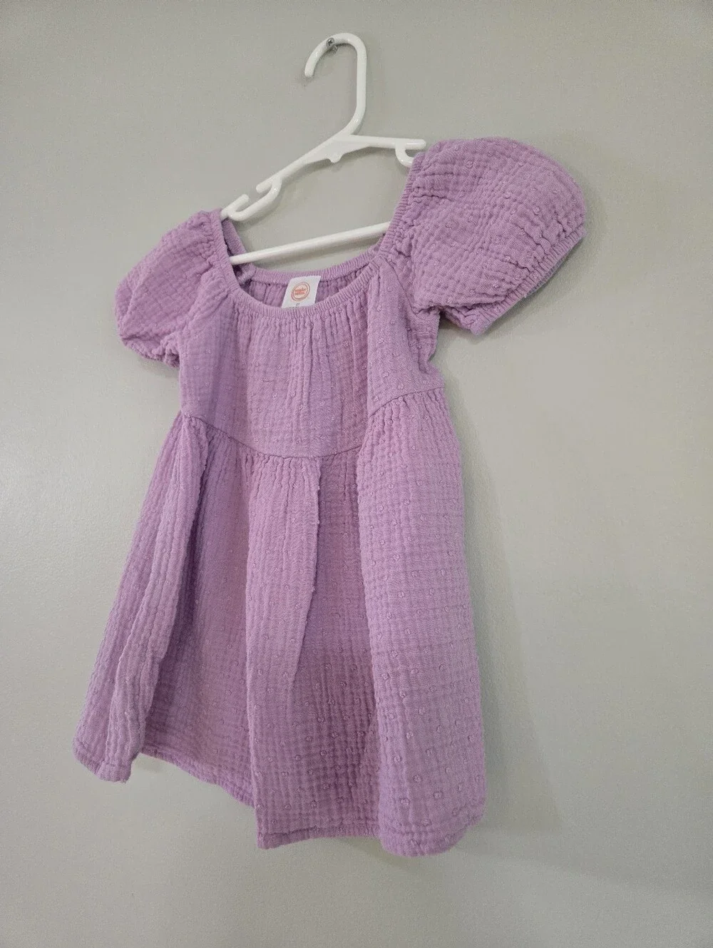 Wonder Nation Girls Lavender Purple Gauze Puff Sleeve Dress 2T